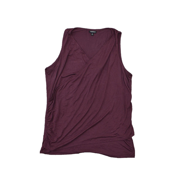 Torrid Women's Plus Size 3 Blouse Top Sleeveless Purple Burgundy Modal V-Neck - Picture 1 of 8
